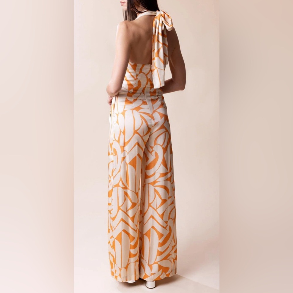 Stylish Orange and White Jumpsuit